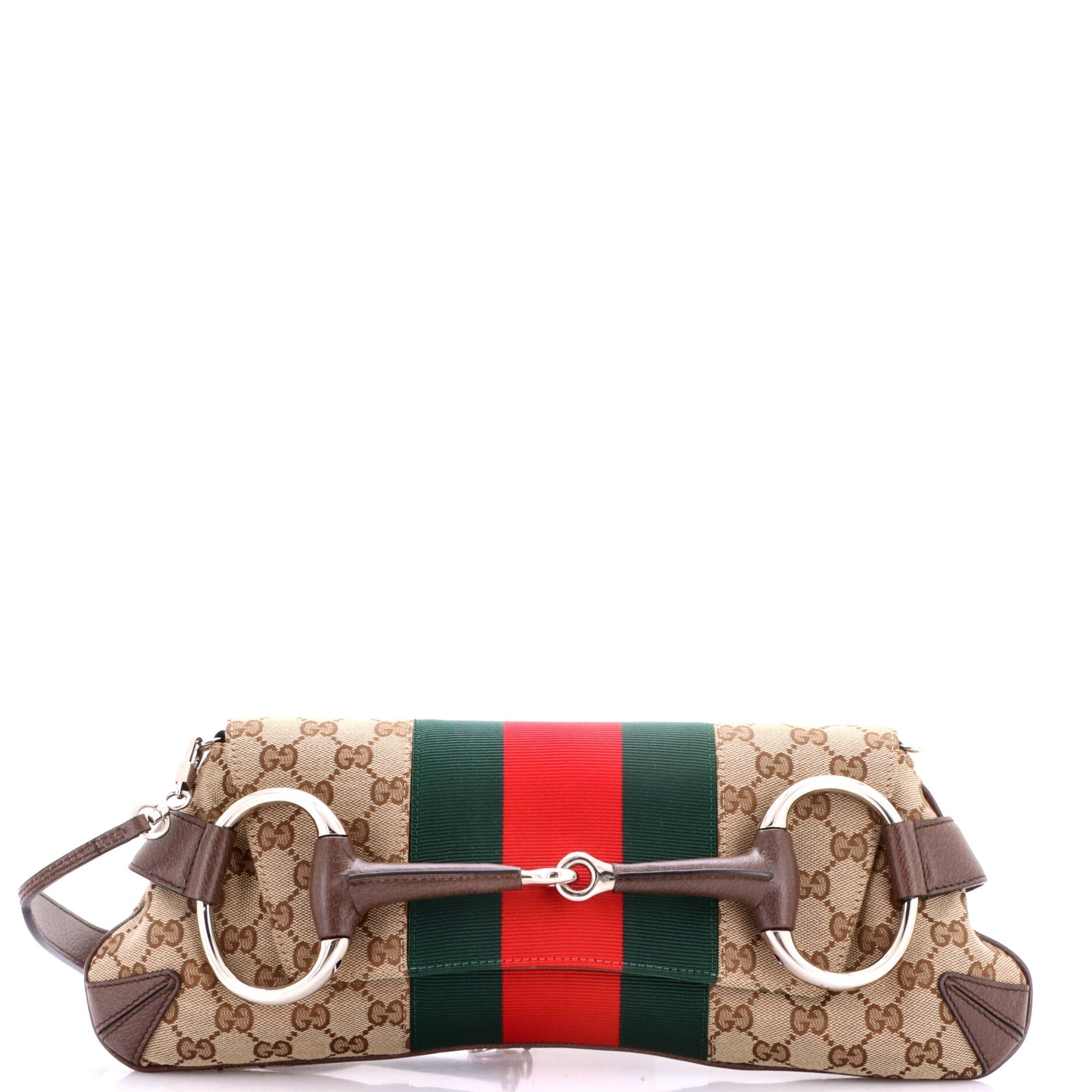 Horsebit NM Web Chain Clutch GG Canvas Medium