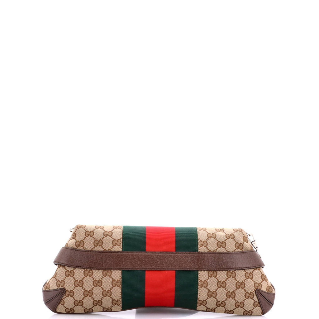 Horsebit NM Web Chain Clutch GG Canvas Medium