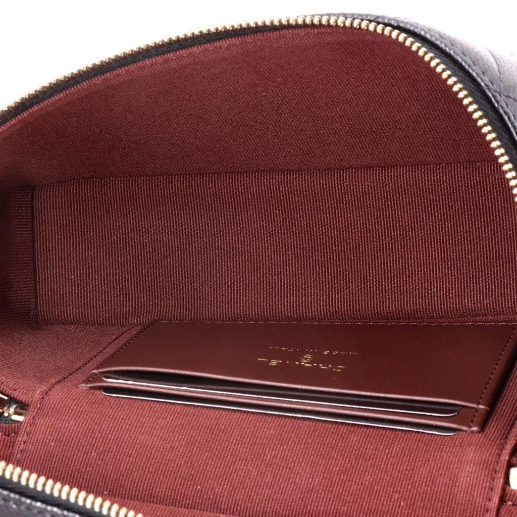 Classic Top Handle Slim Vanity Case with Chain Quilted Caviar Small