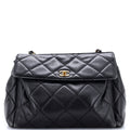 Vintage Front Pocket Shoulder Bag Quilted Lambskin Large