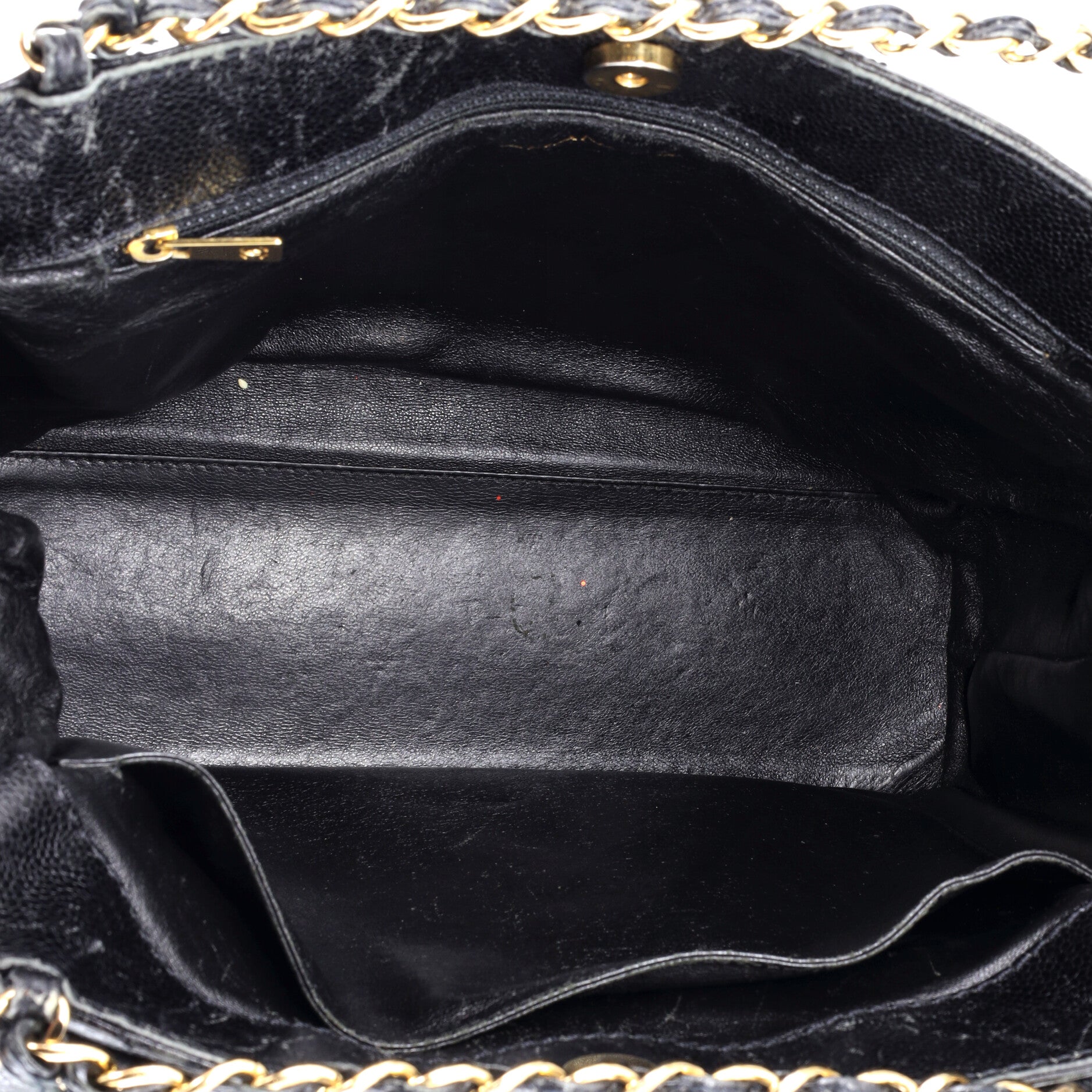 Vintage Front Pocket Shoulder Bag Quilted Lambskin Large
