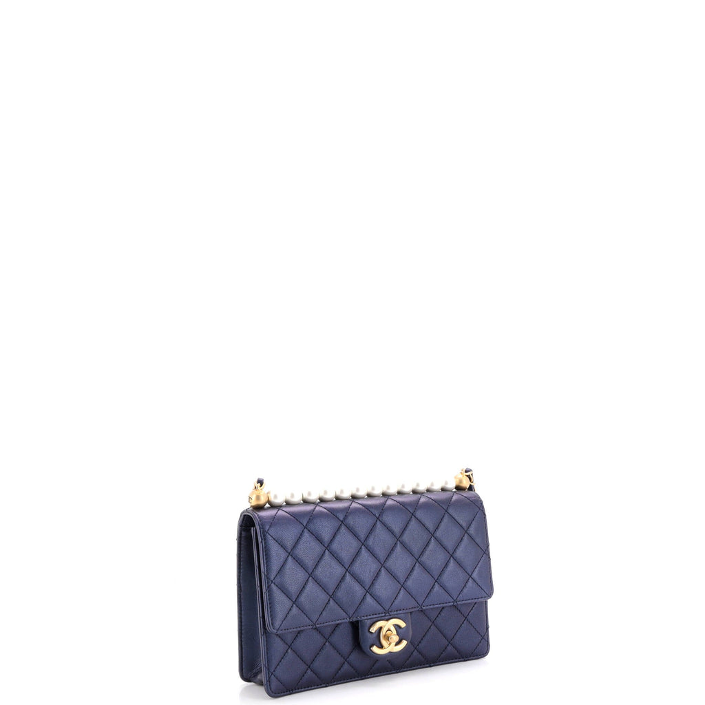 Chic Pearls Flap Bag Quilted Lambskin Small