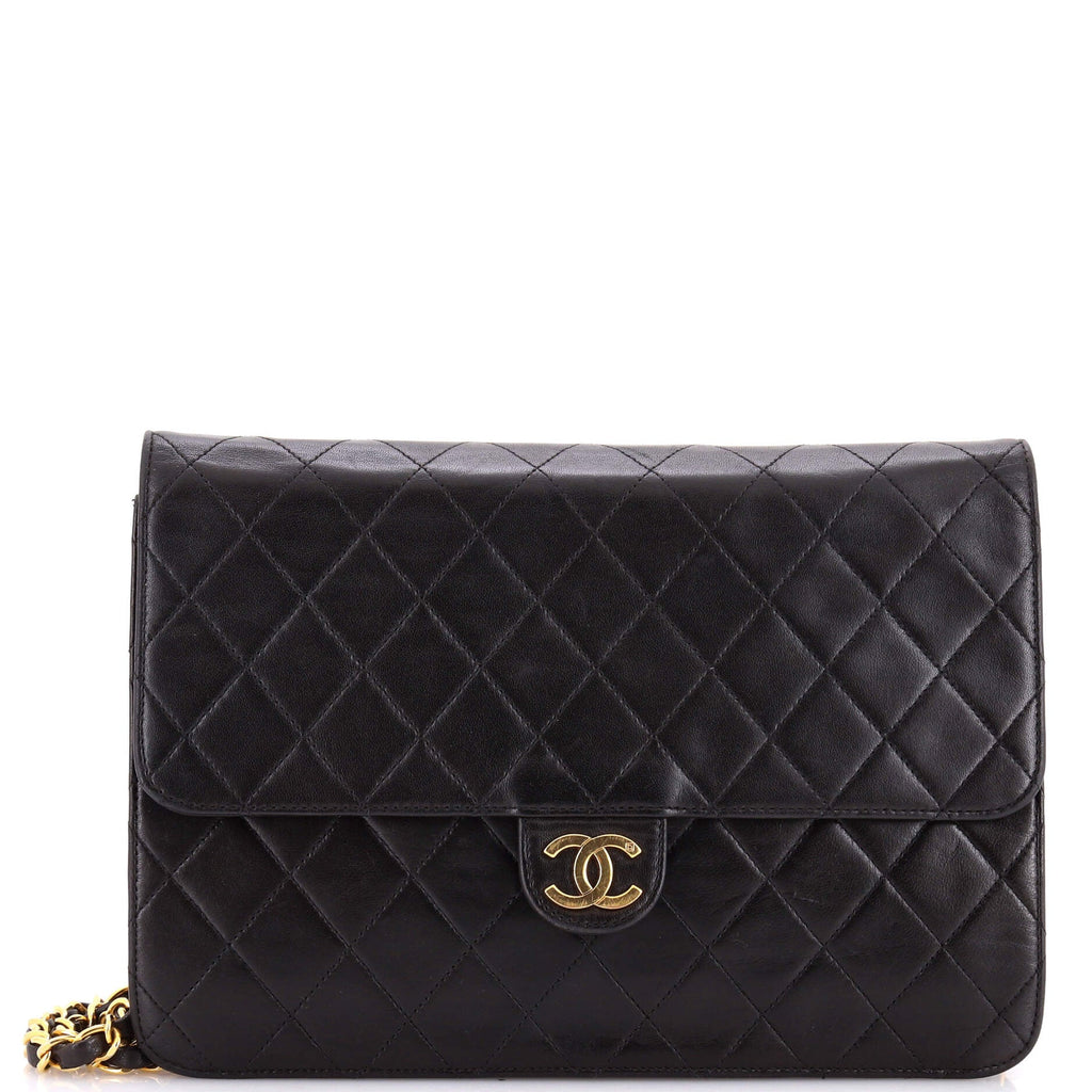 Vintage Clutch with Chain Quilted Leather Medium
