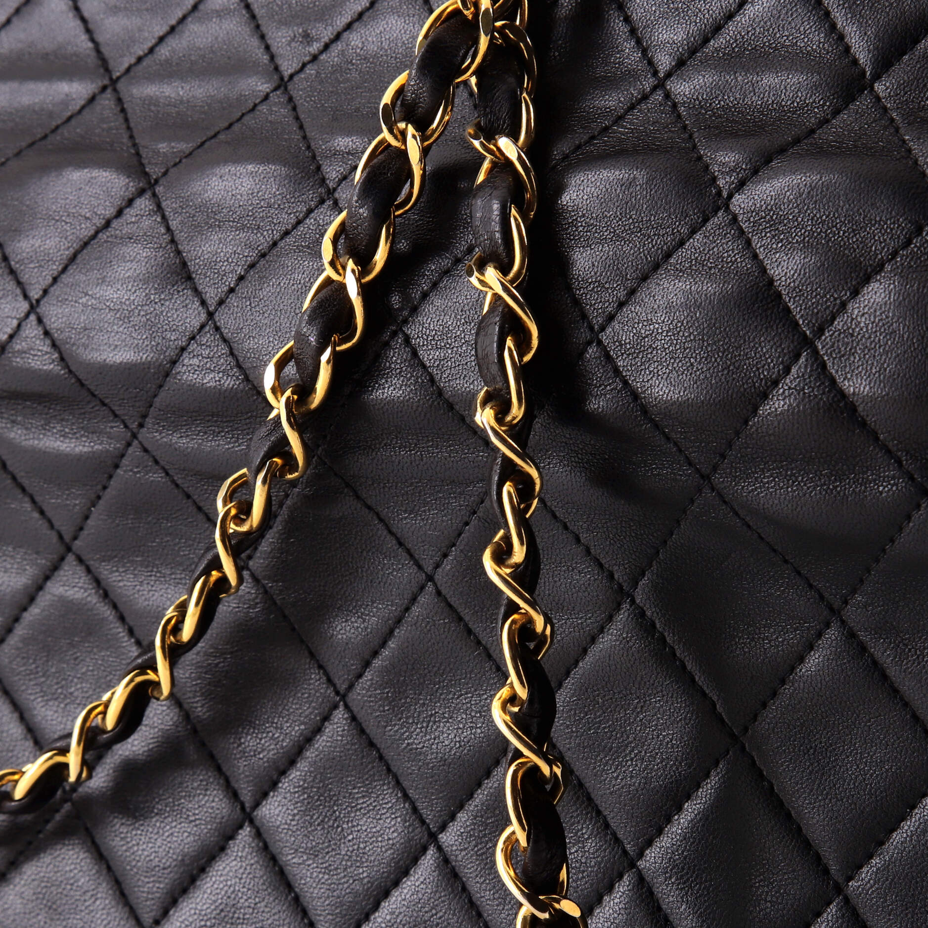 Vintage Clutch with Chain Quilted Leather Medium