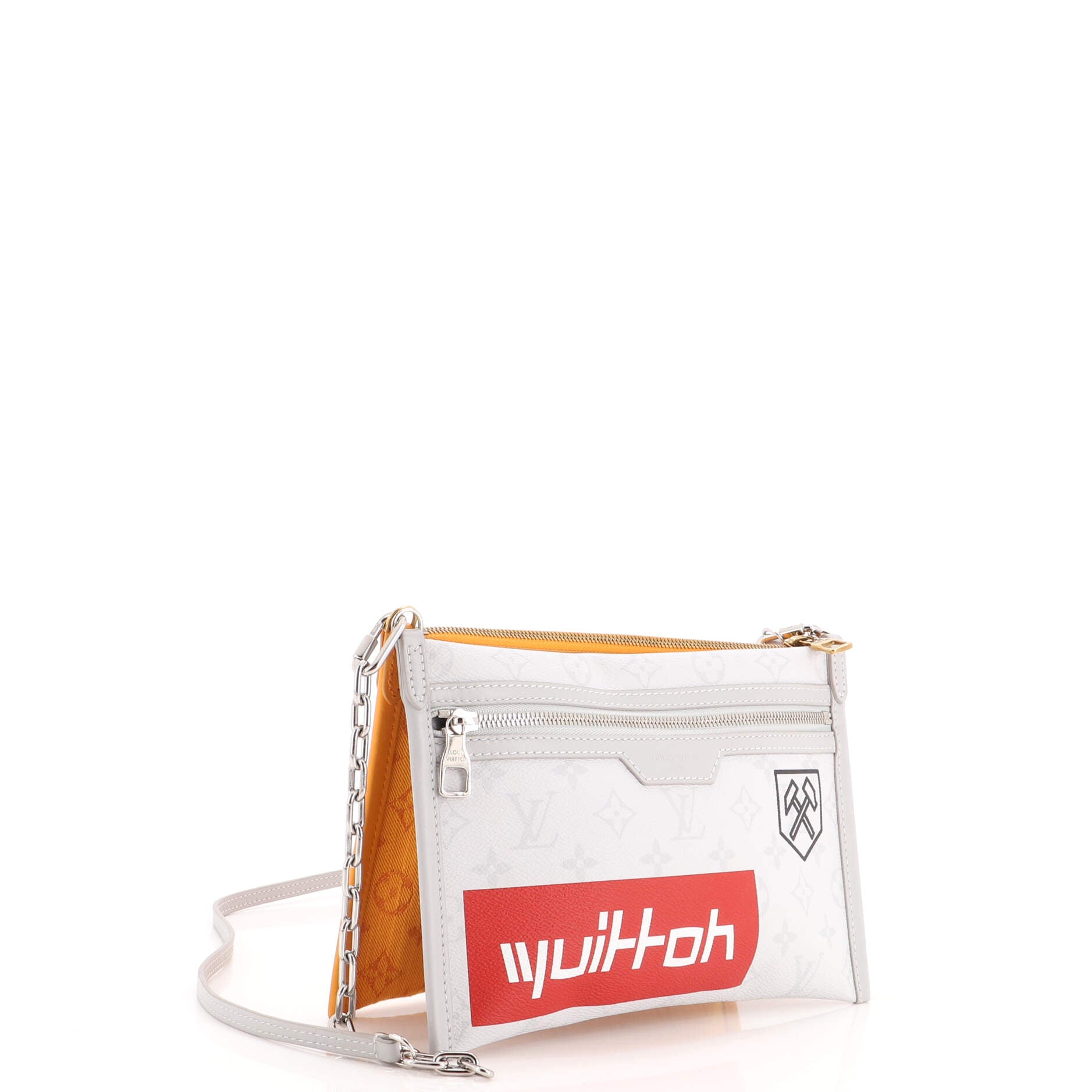 Double Flat Messenger Bag Limited Edition Logo Story Monogram Canvas and Denim