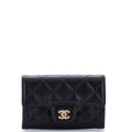 Classic Flap Card Holder Quilted Caviar