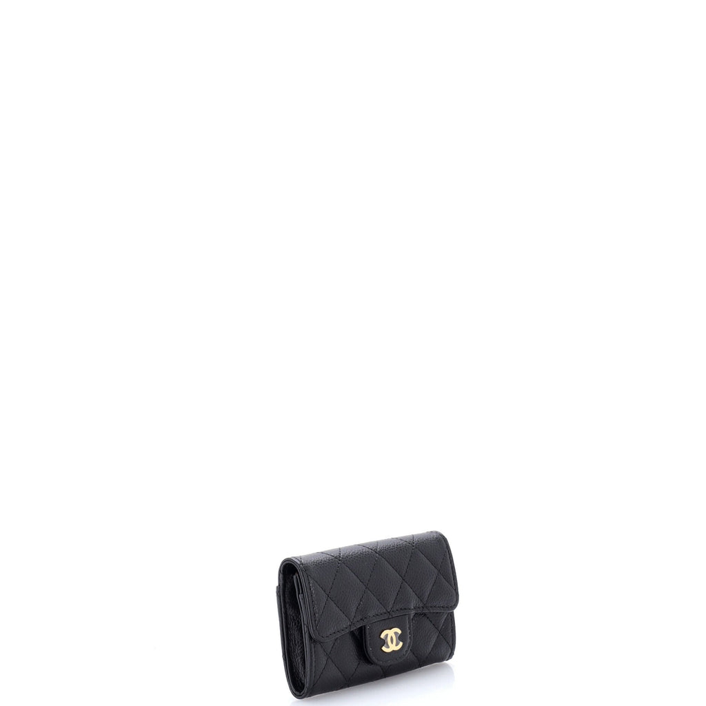 Classic Flap Card Holder Quilted Caviar