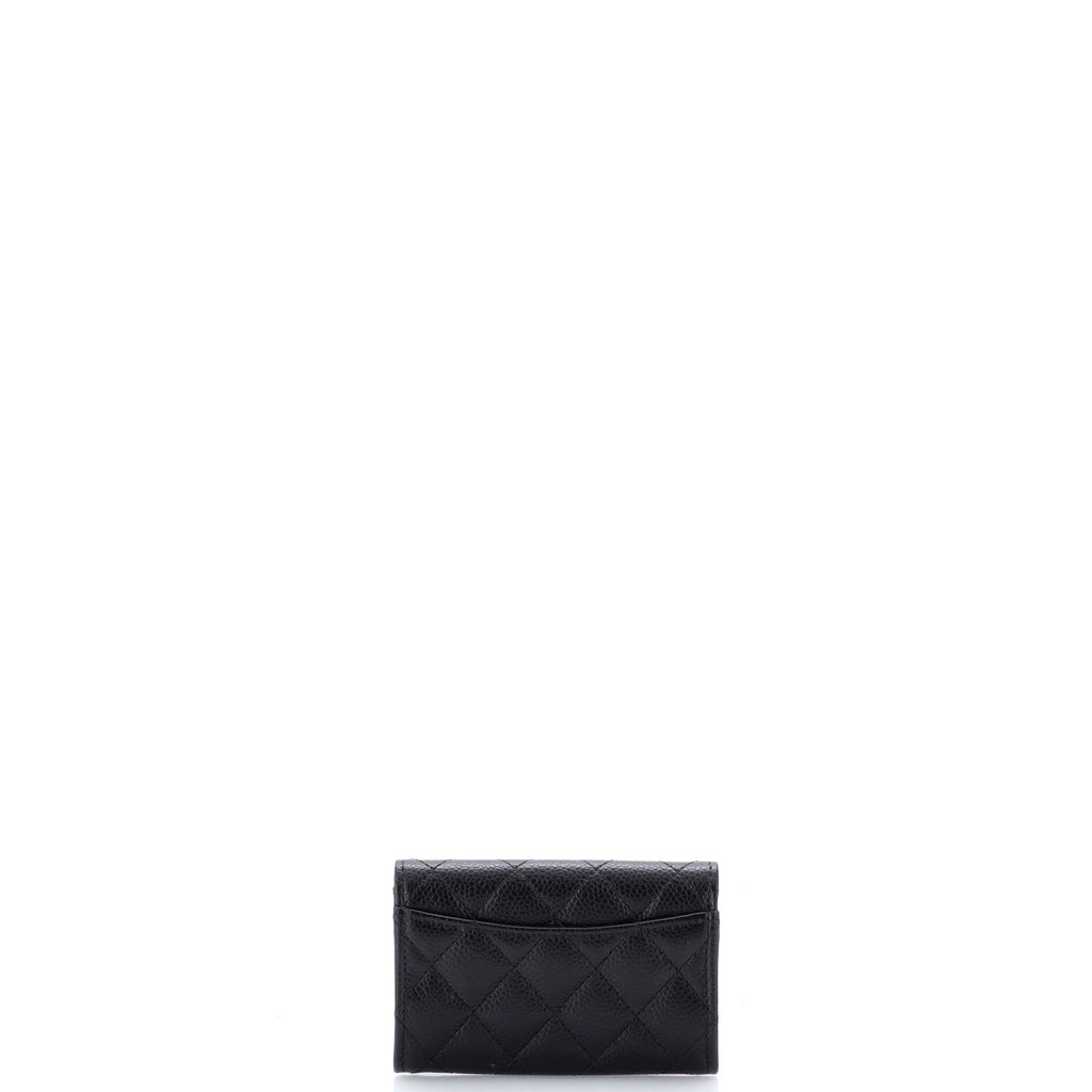 Classic Flap Card Holder Quilted Caviar