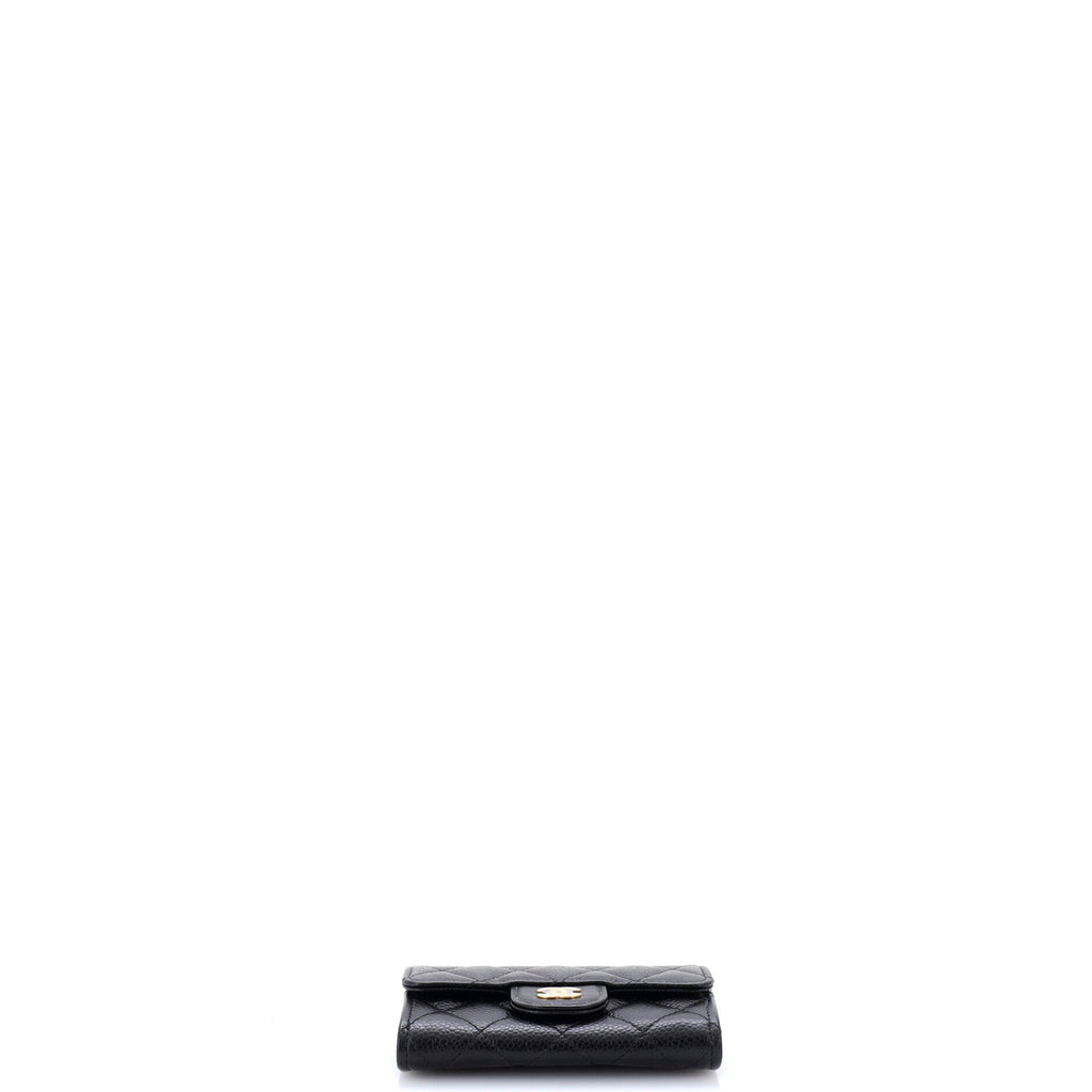 Classic Flap Card Holder Quilted Caviar