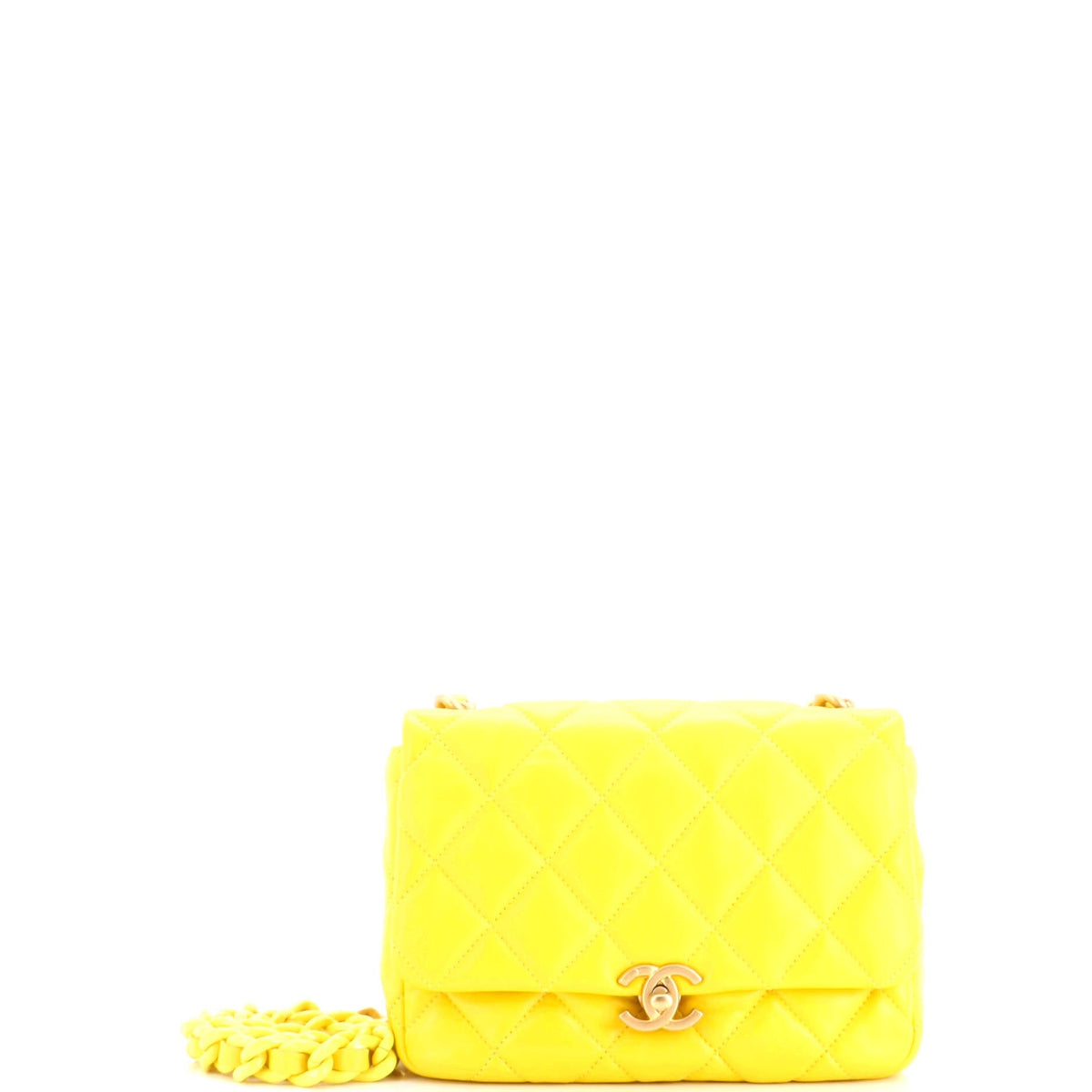 Lacquered Metal CC Flap Bag Quilted Lambskin Small