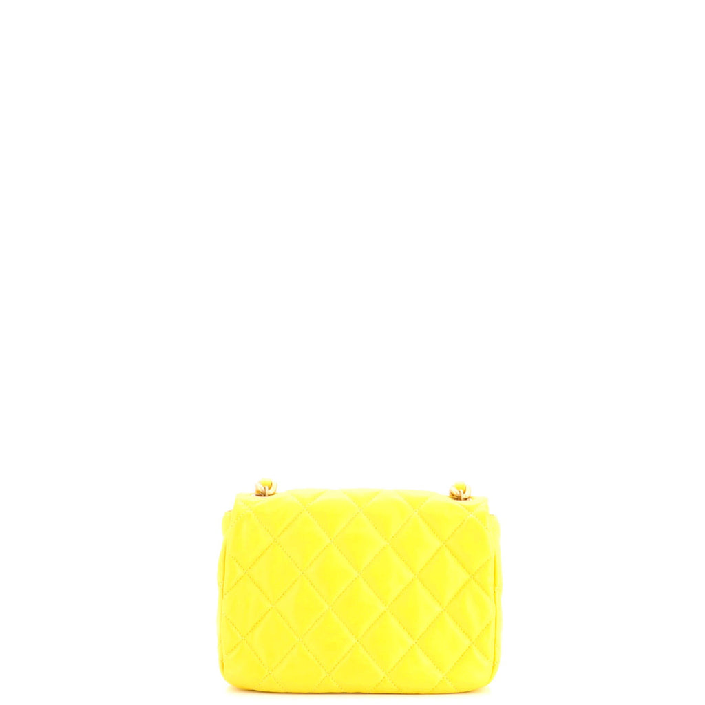 Lacquered Metal CC Flap Bag Quilted Lambskin Small