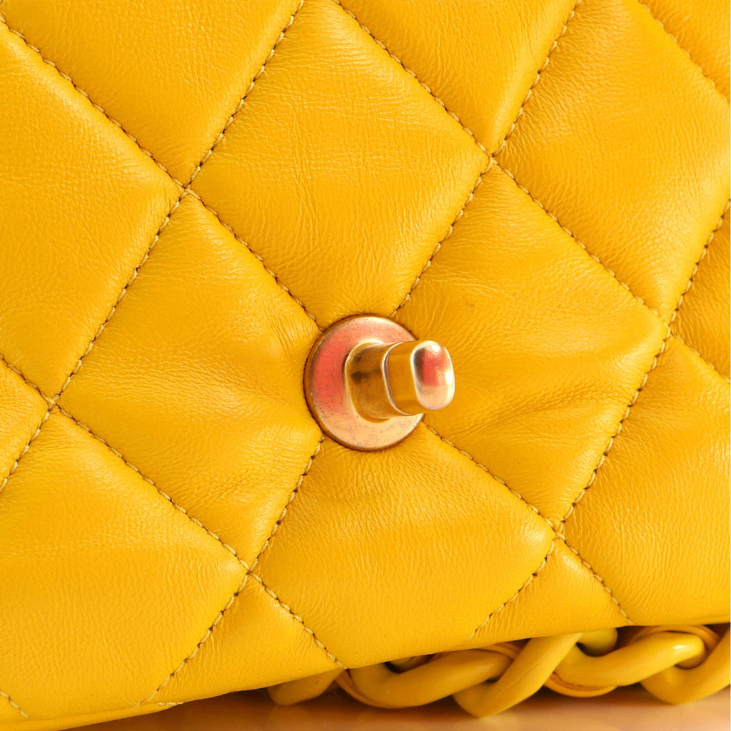 Lacquered Metal CC Flap Bag Quilted Lambskin Small