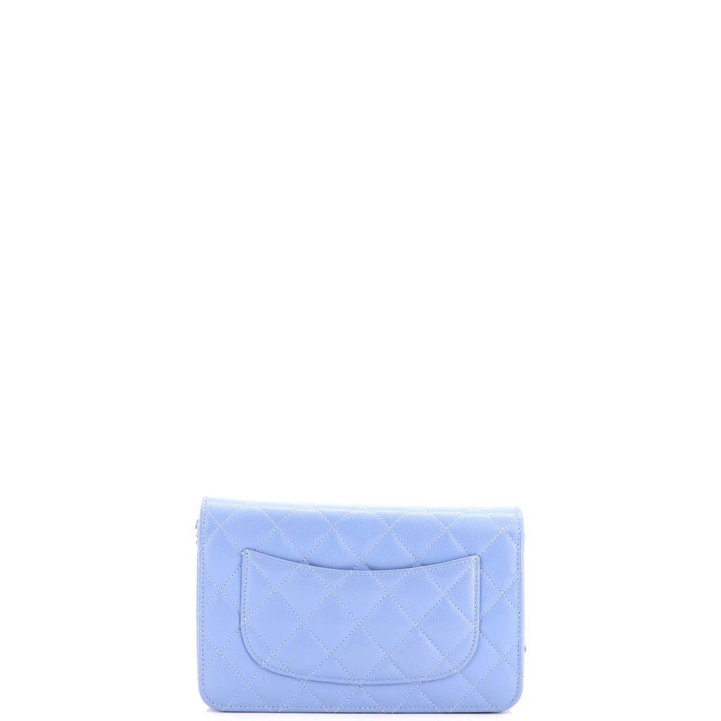 Textured CC Wallet on Chain Quilted Caviar
