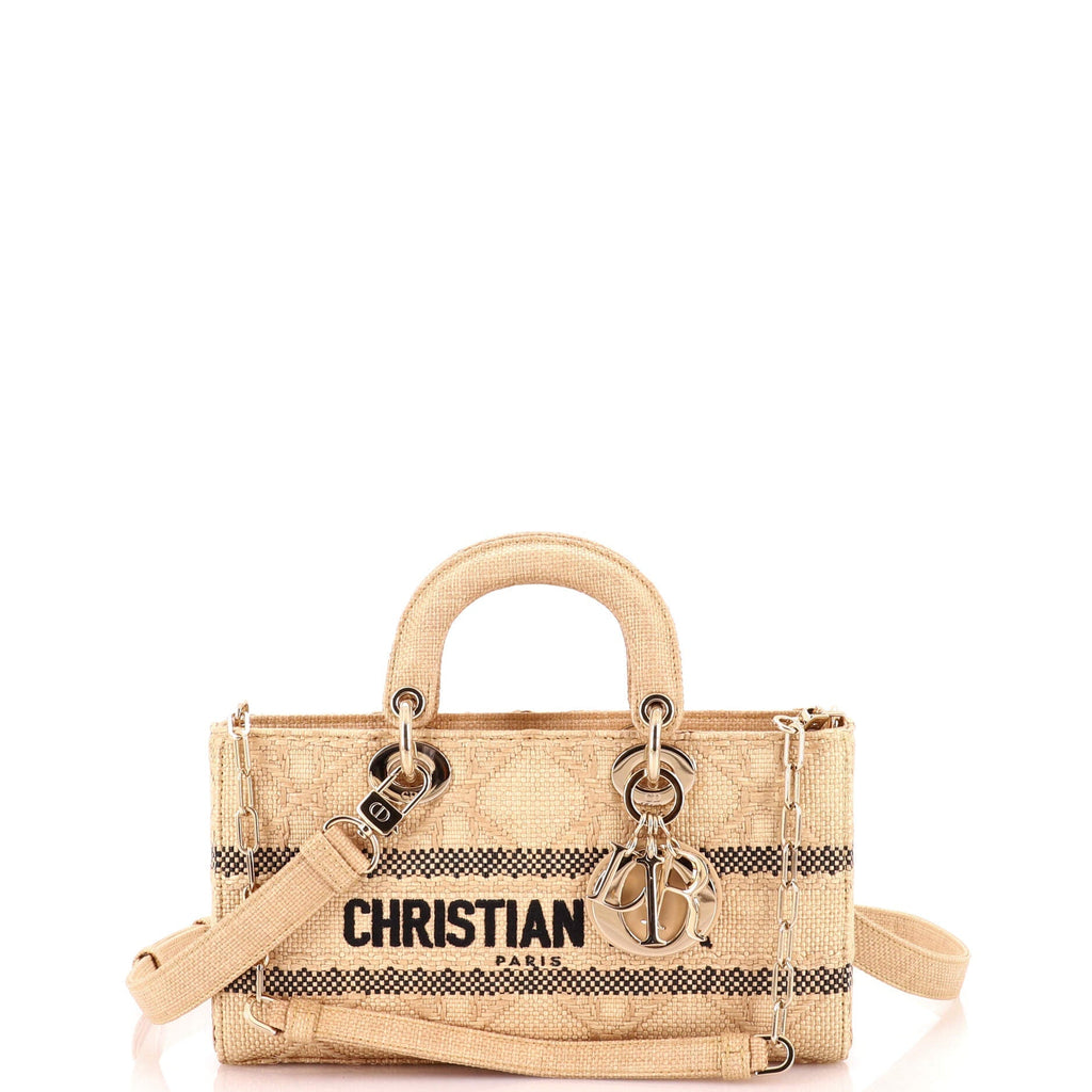 Lady D-Joy Bag Cannage Embroidered Raffia Medium