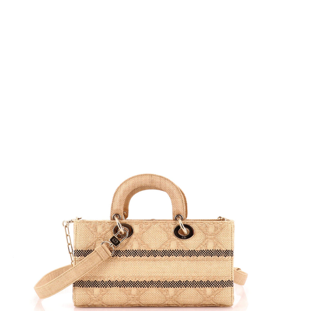 Lady D-Joy Bag Cannage Embroidered Raffia Medium