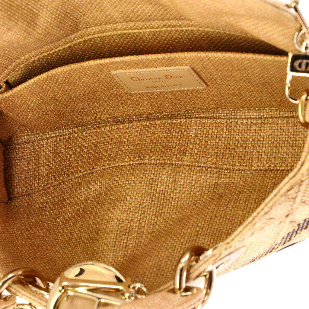 Lady D-Joy Bag Cannage Embroidered Raffia Medium