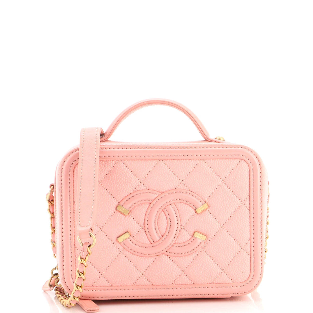 Filigree Vanity Case Quilted Caviar Small