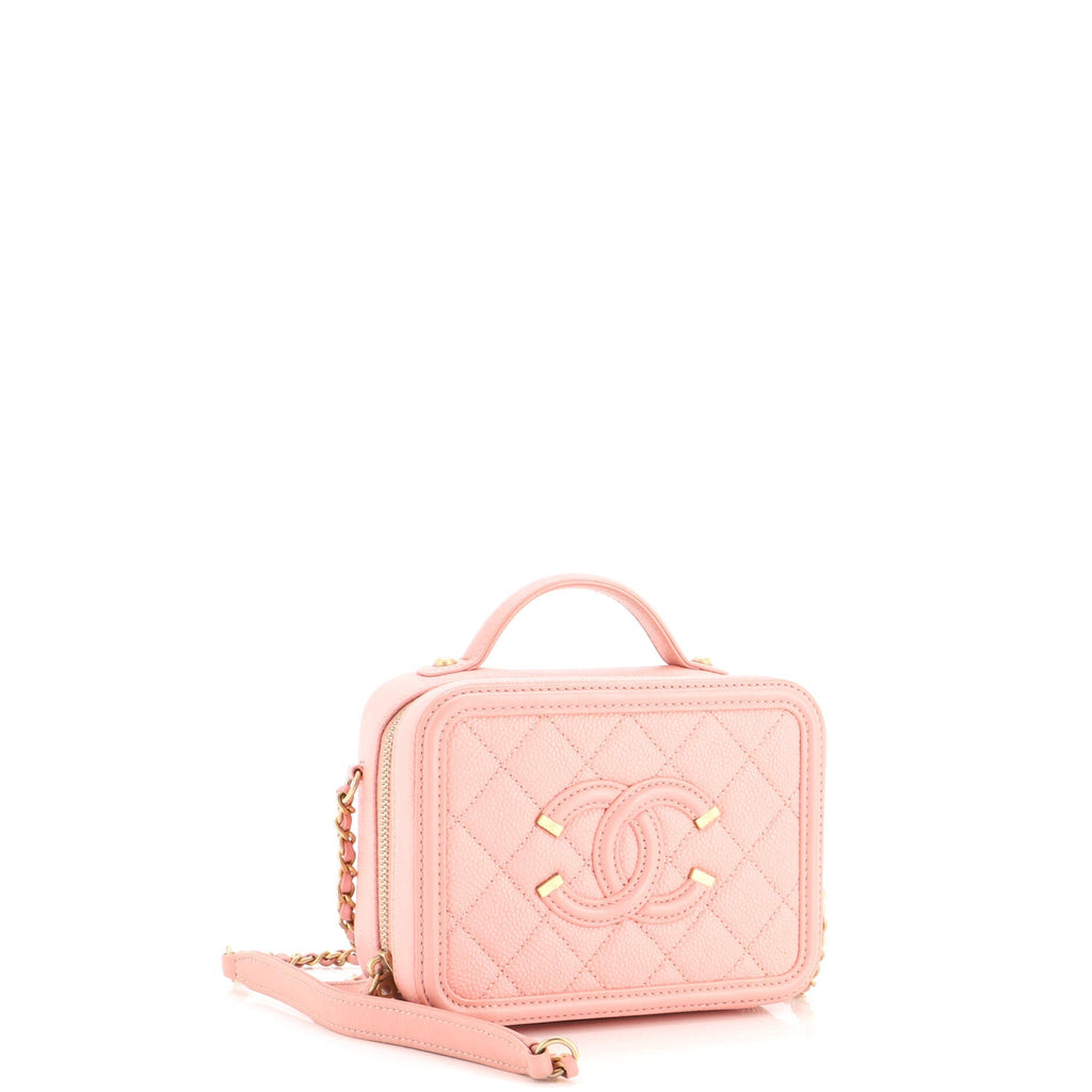 Filigree Vanity Case Quilted Caviar Small