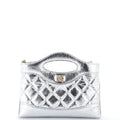 31 Shopping Bag Clutch with Chain Quilted Shiny Crumpled Calfskin Small