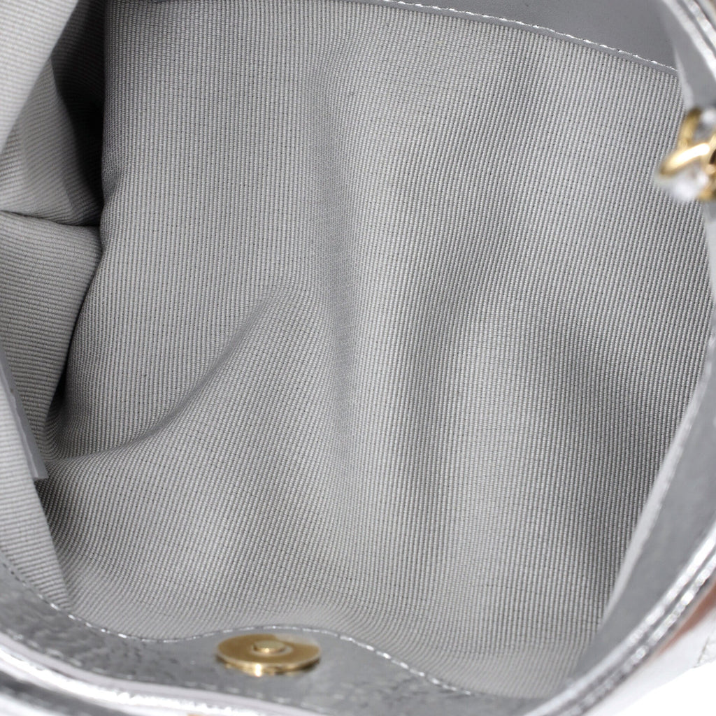 31 Shopping Bag Clutch with Chain Quilted Shiny Crumpled Calfskin Small