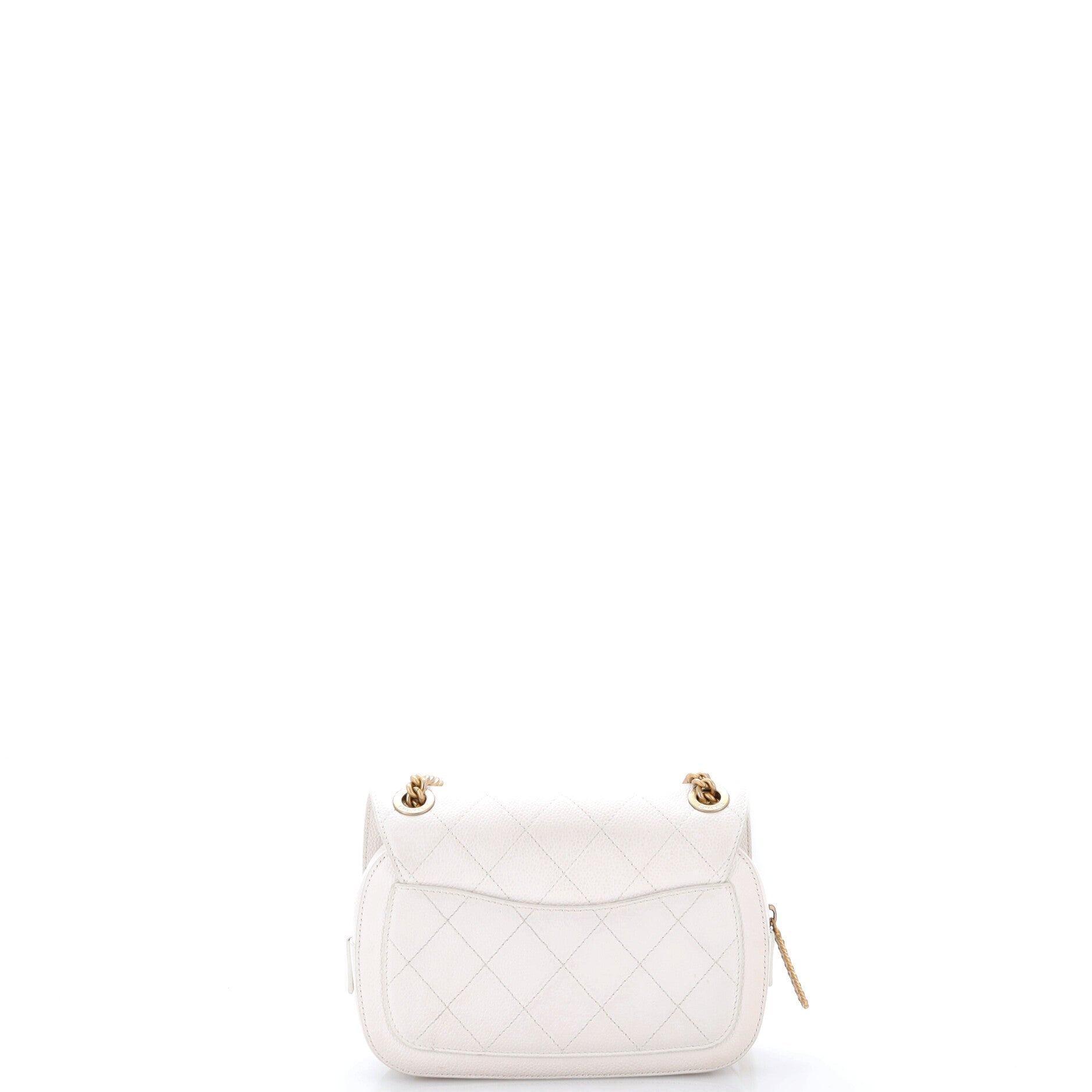 CC Zipped Full Flap Bag Stitched Caviar Medium