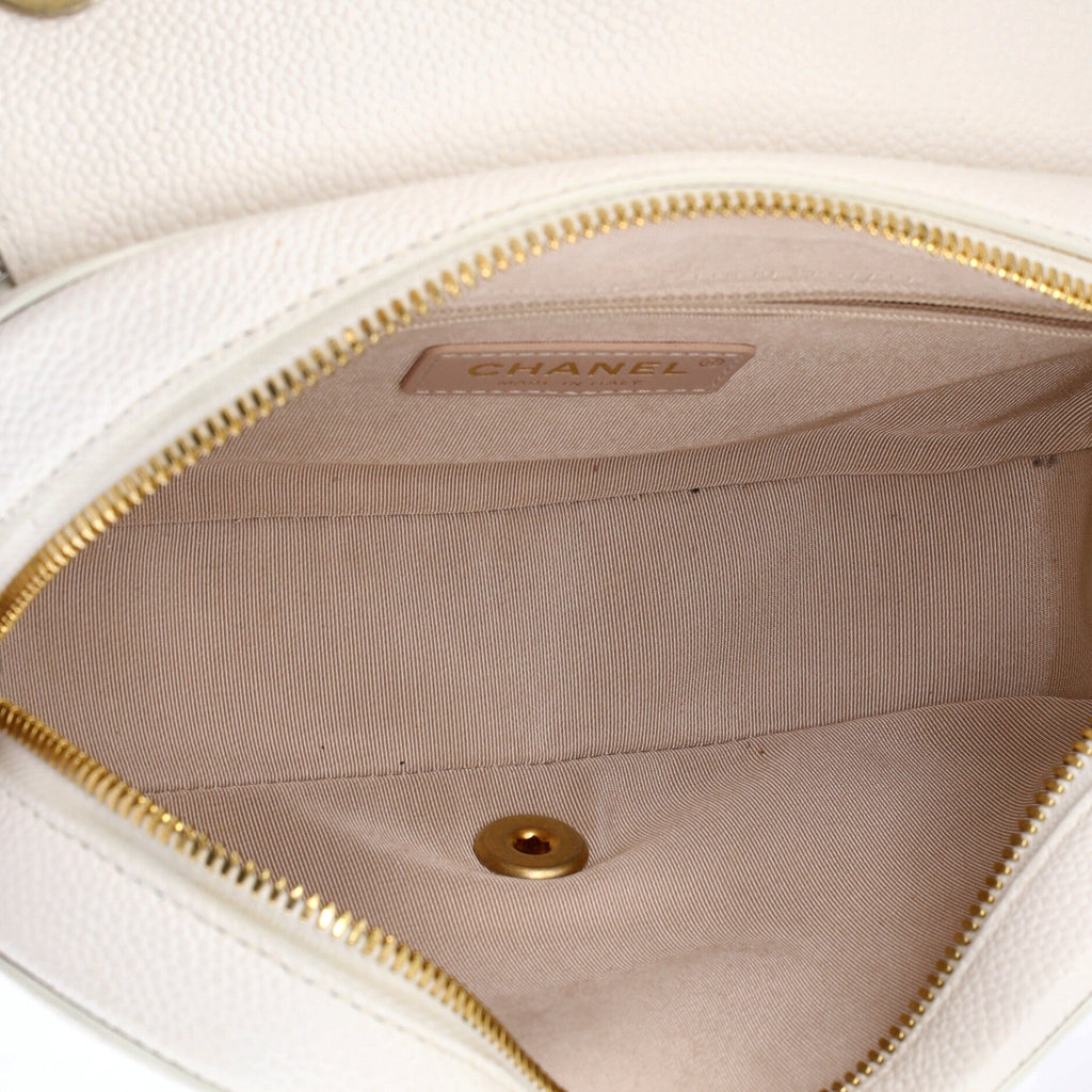 CC Zipped Full Flap Bag Stitched Caviar Medium