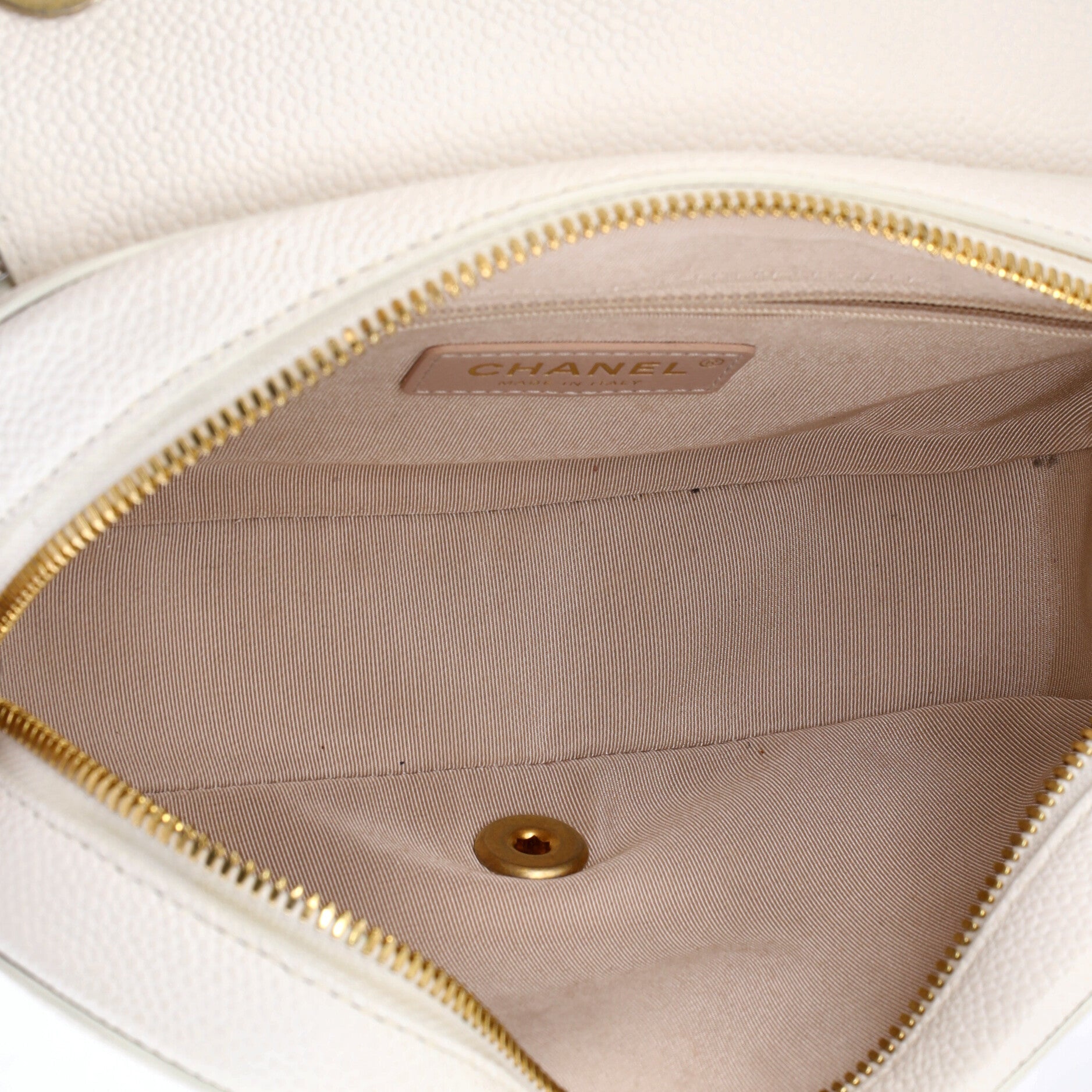 CC Zipped Full Flap Bag Stitched Caviar Medium