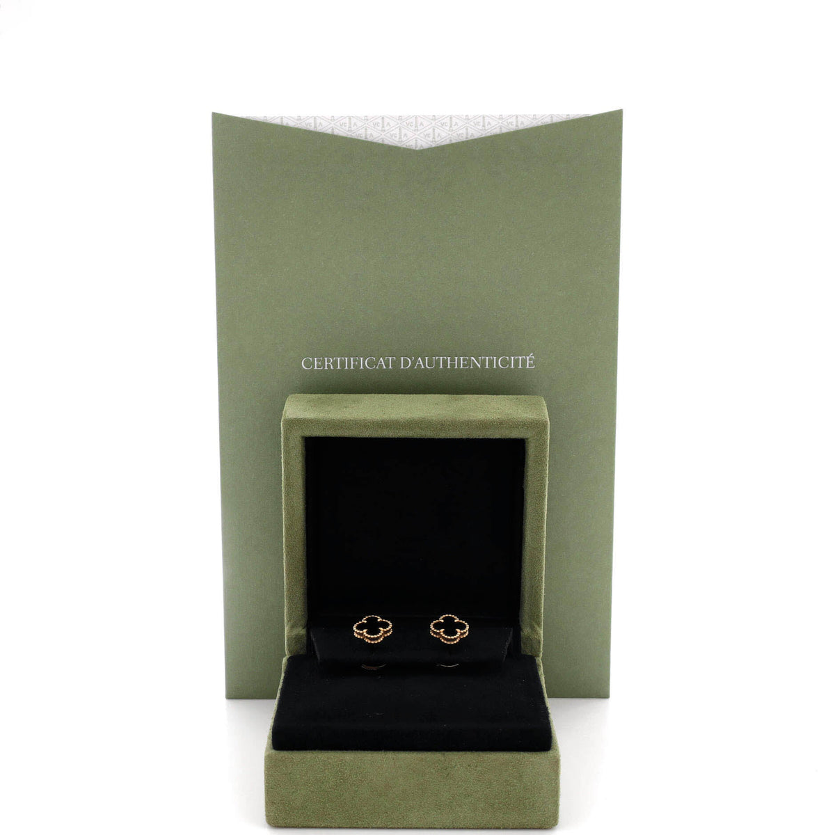 Sweet Alhambra Stud Earrings 18K Yellow Gold and Onyx