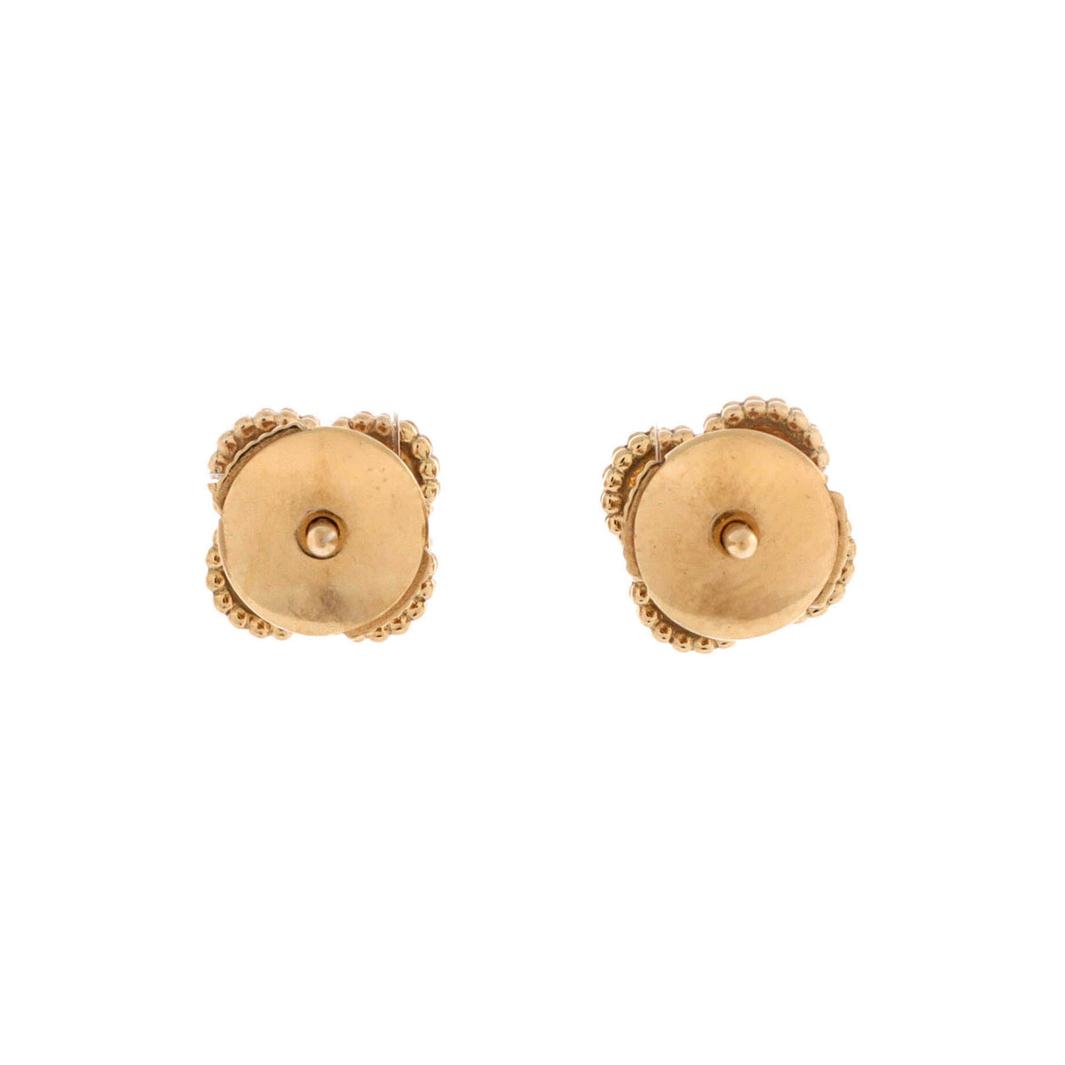 Sweet Alhambra Stud Earrings 18K Yellow Gold and Onyx