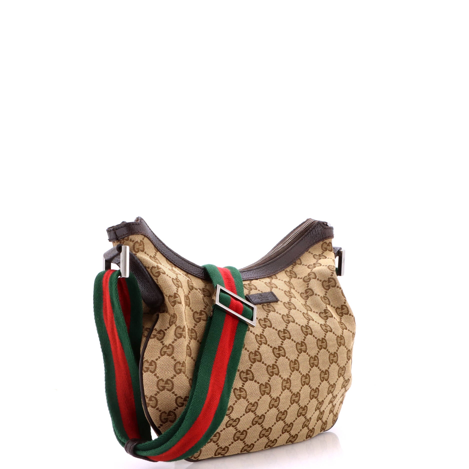 Saddle Zip Messenger Bag GG Canvas with Leather Medium