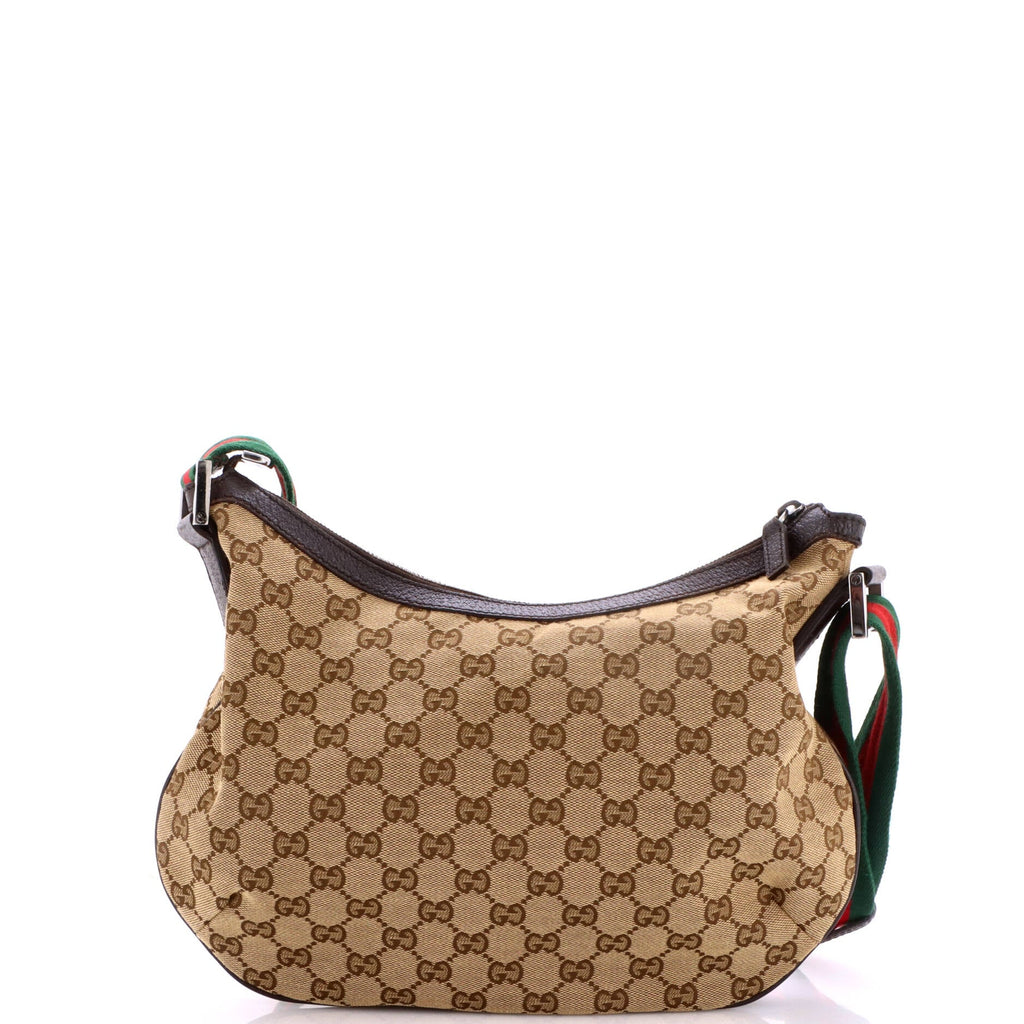 Saddle Zip Messenger Bag GG Canvas with Leather Medium