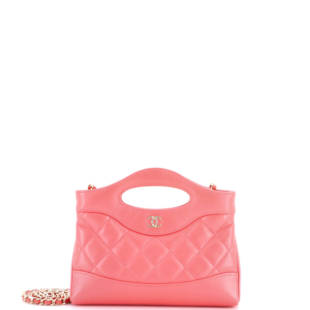 31 Shopping Bag Clutch with Chain Quilted Lambskin Small