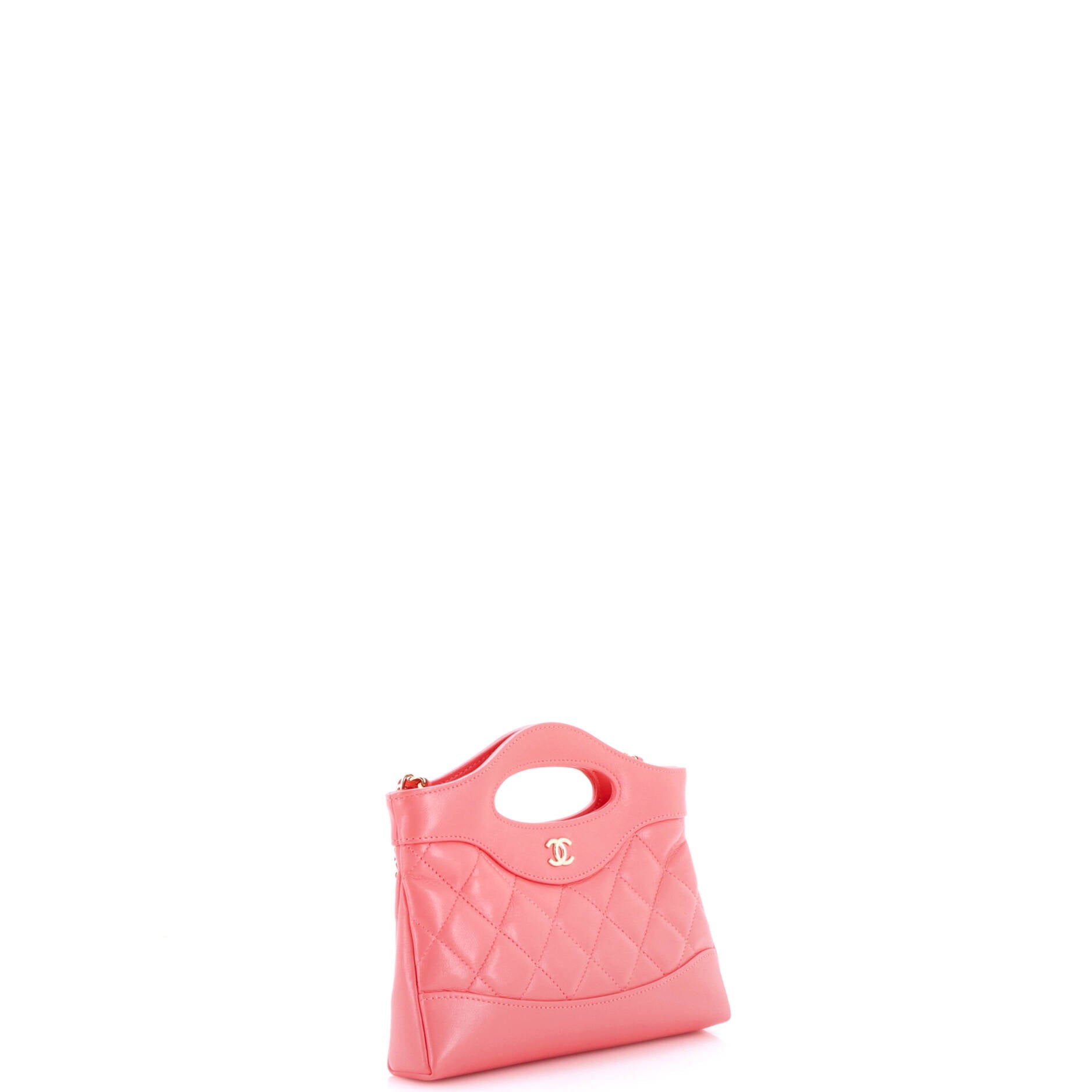 31 Shopping Bag Clutch with Chain Quilted Lambskin Small