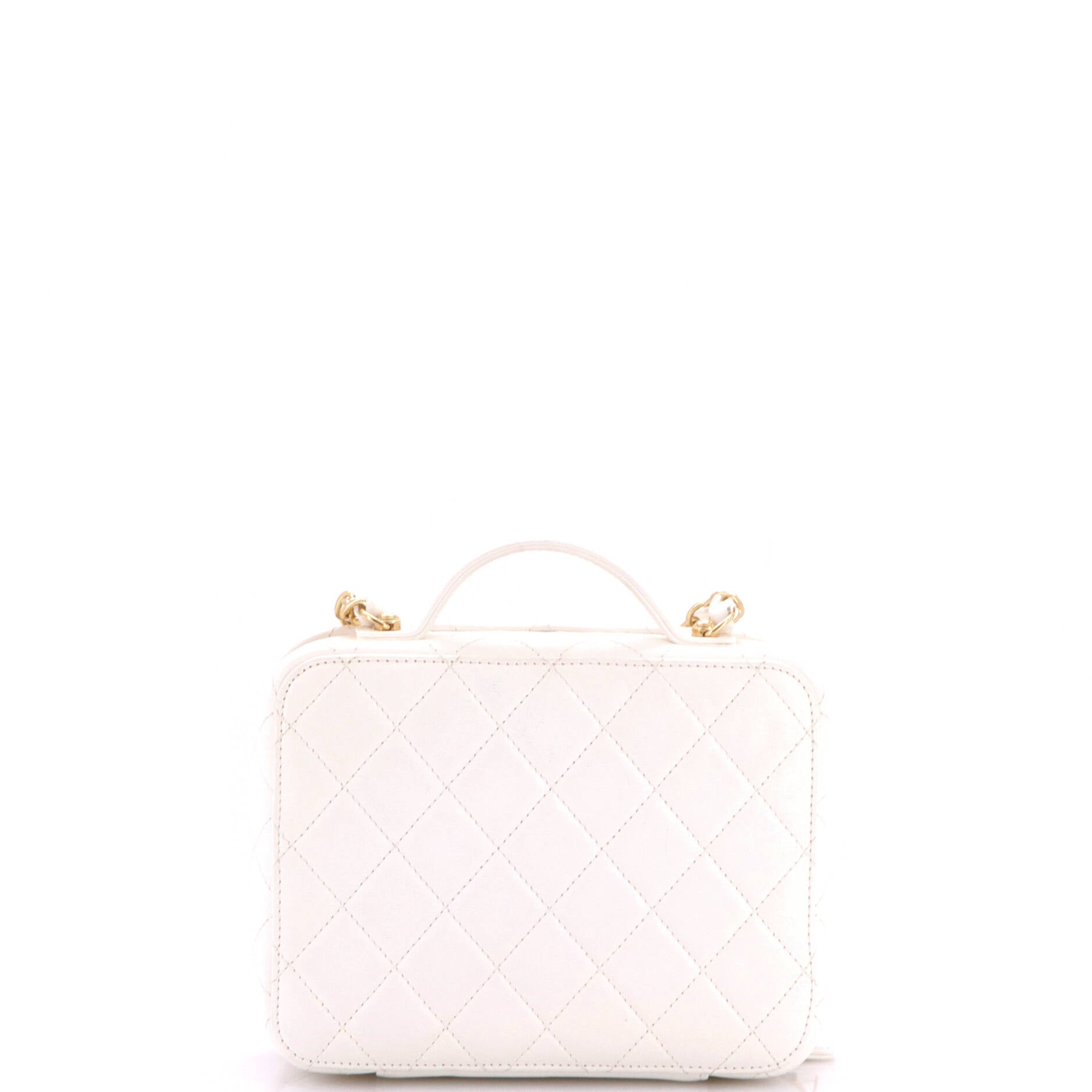 Golden Plate Vanity Case Quilted Metal and Lambskin Medium
