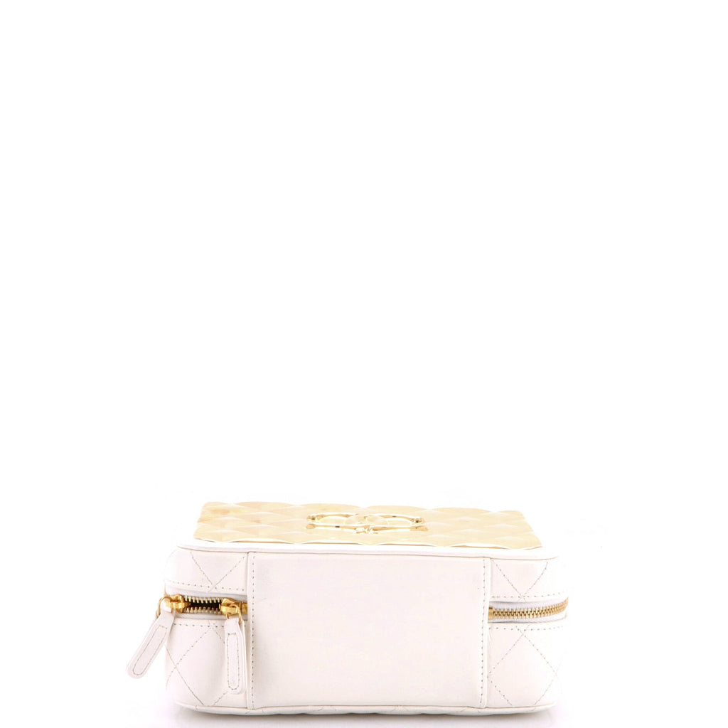 Golden Plate Vanity Case Quilted Metal and Lambskin Medium