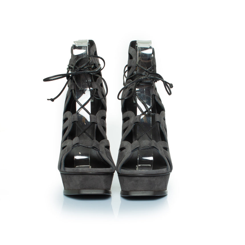 Women's Saint Laurent, Suede lace up tribute 16 pumps