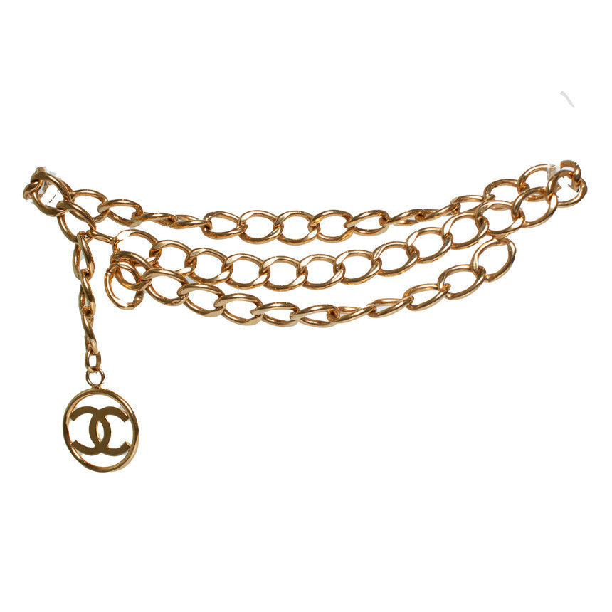 Chanel, gold plated metal 93 belt - necklace with cc logo