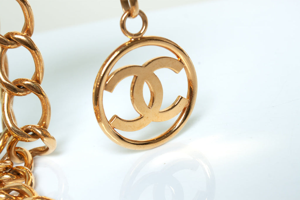 Chanel, gold plated metal 93 belt - necklace with cc logo