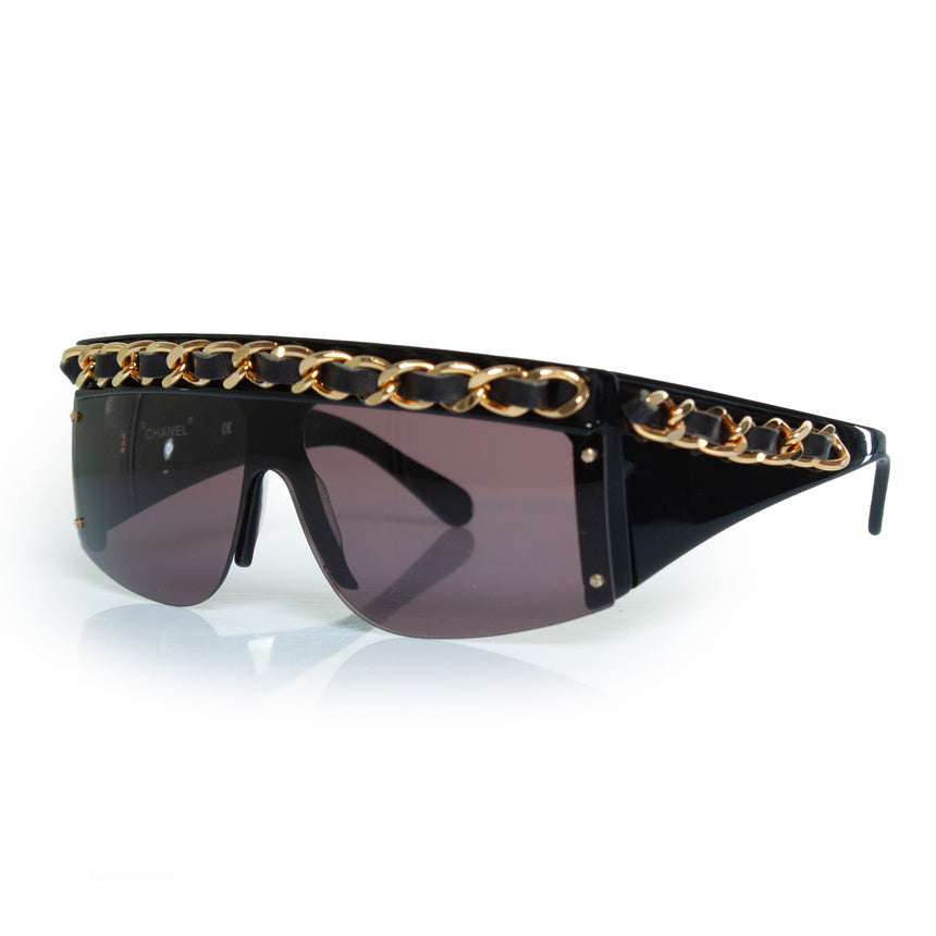 Chanel, vintage black chain sunglasses