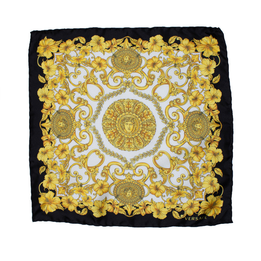 Versace, pocket square with baroc print