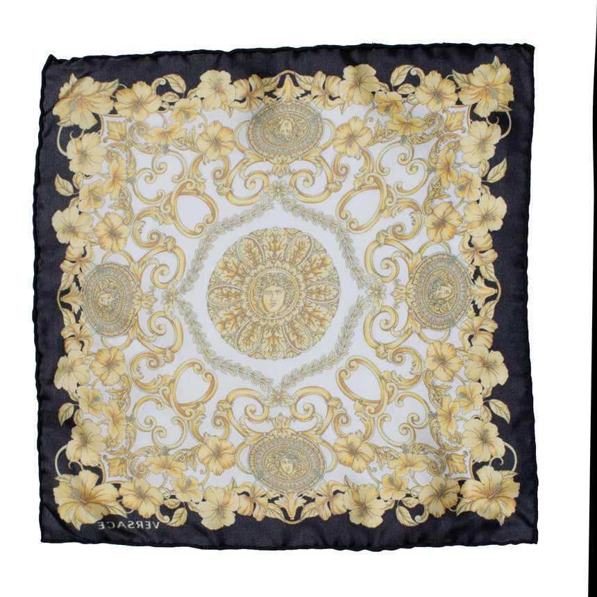 Versace, pocket square with baroc print