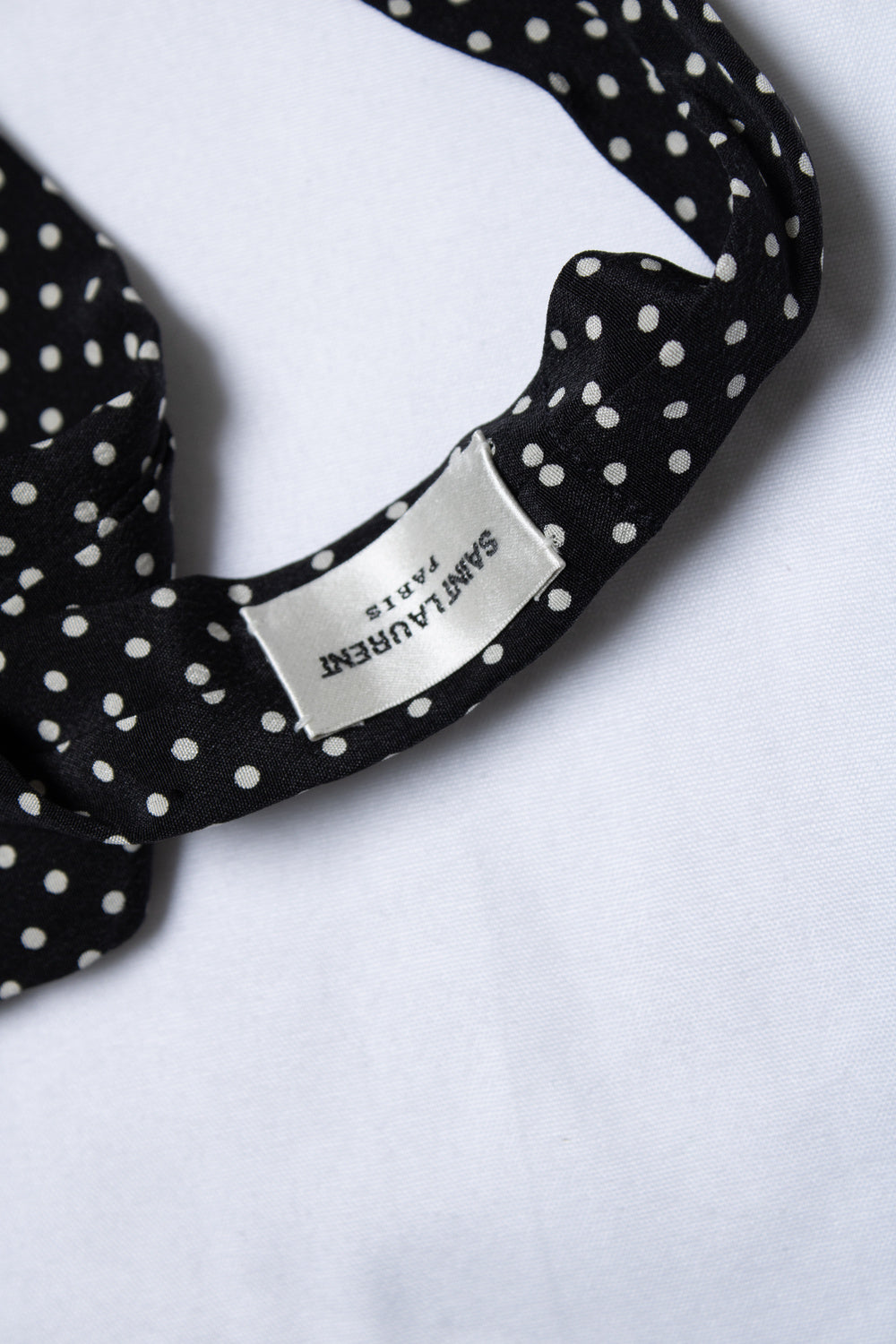 Saint Laurent, skinny black dotted silk scarf