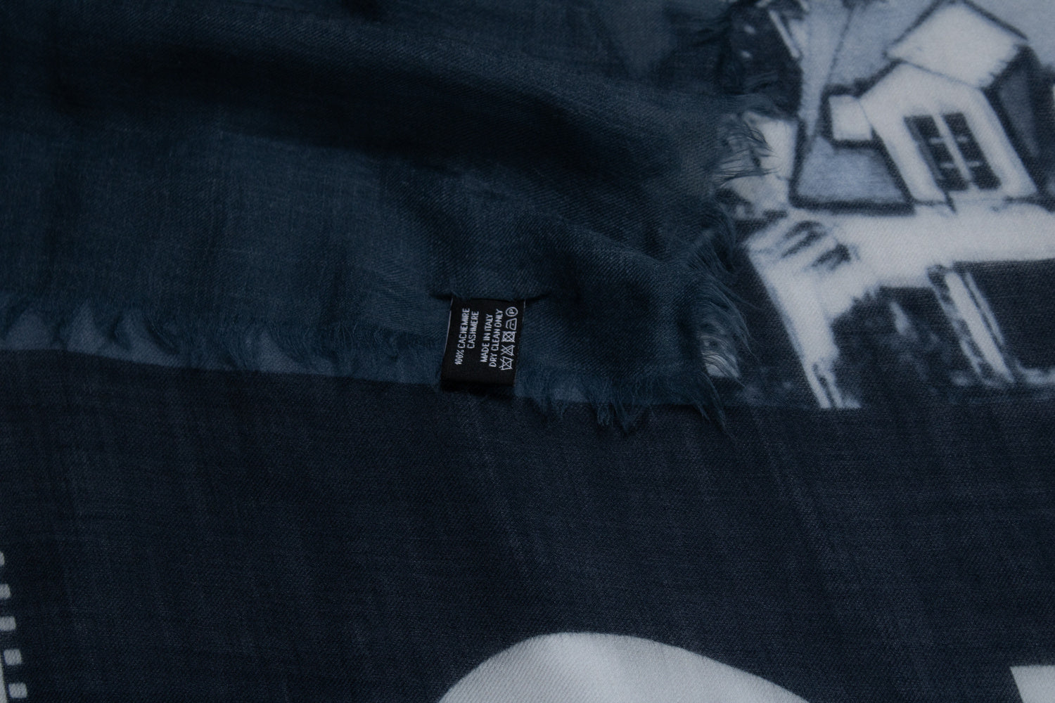 Chanel, Cashmere CC Cinema scarf in blue and white