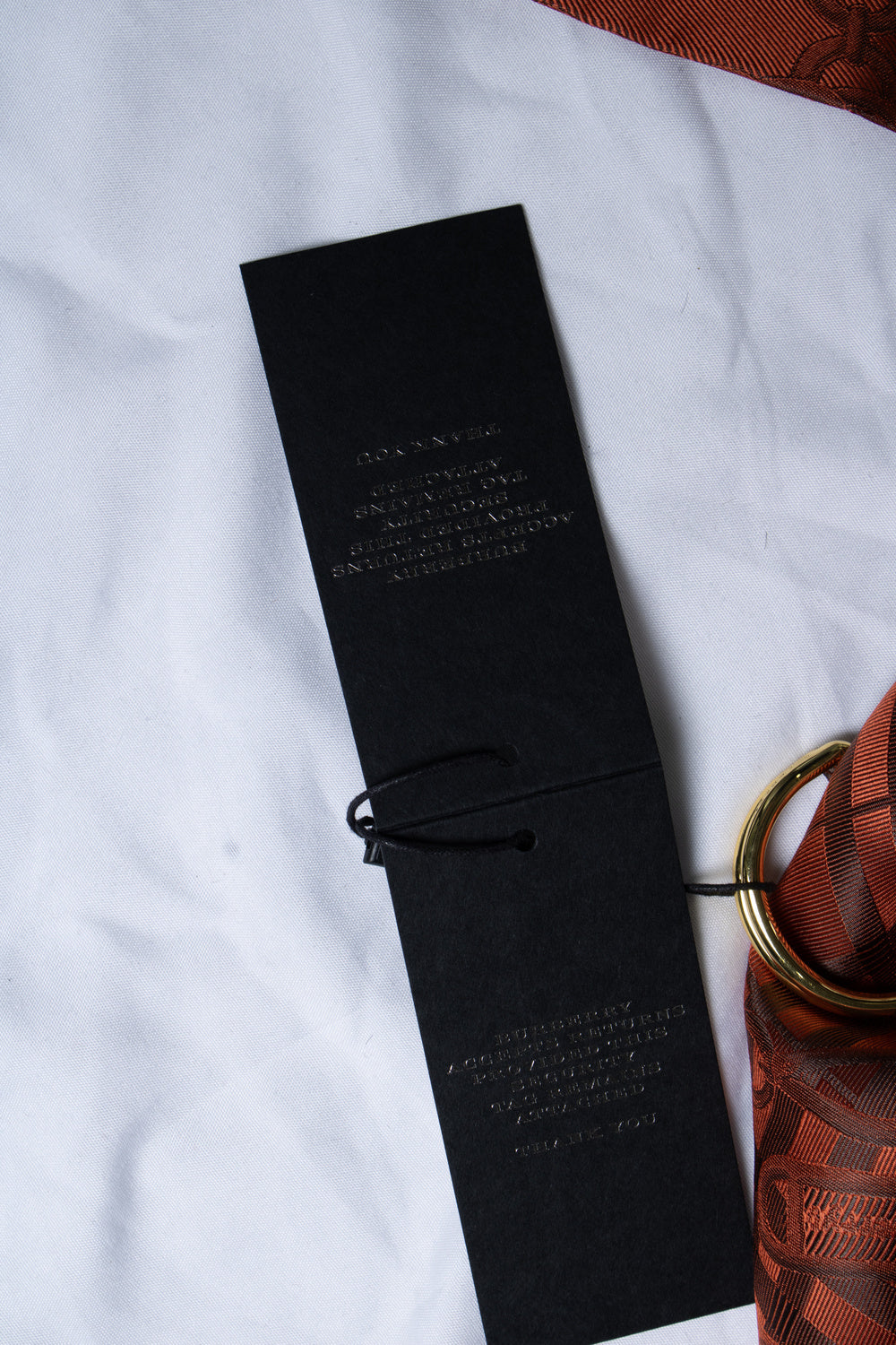 Burberry, orange tie scarf