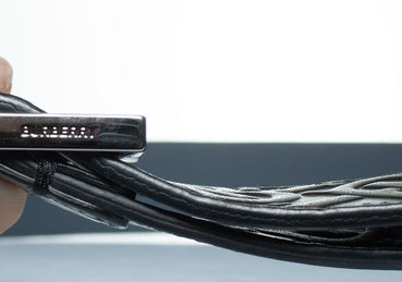 Burberry, B embossed leather belt in black