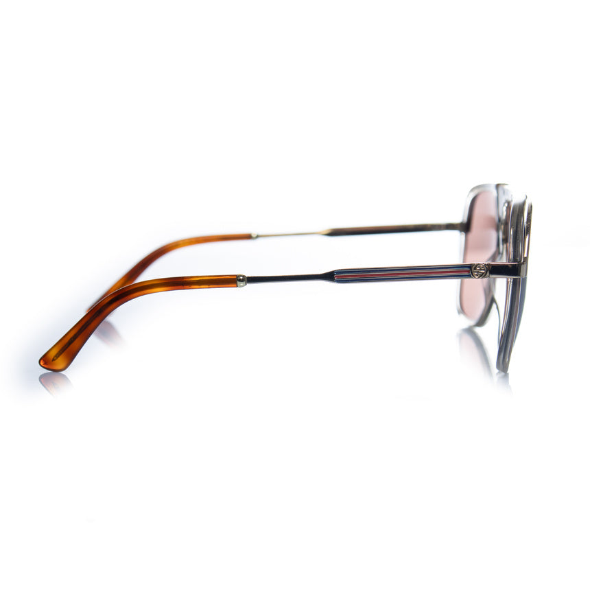 Gucci, transparent and gold aviator
