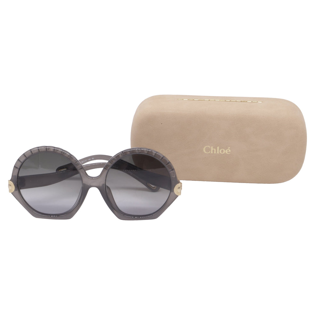 Chloé Vera Seashell Round Sunglasses in Grey Acetate