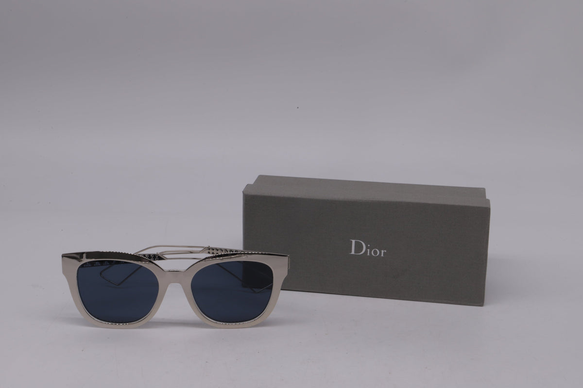 Dior Diorama 1 Mirrored Wayfarer Sunglasses in Silver Acetate