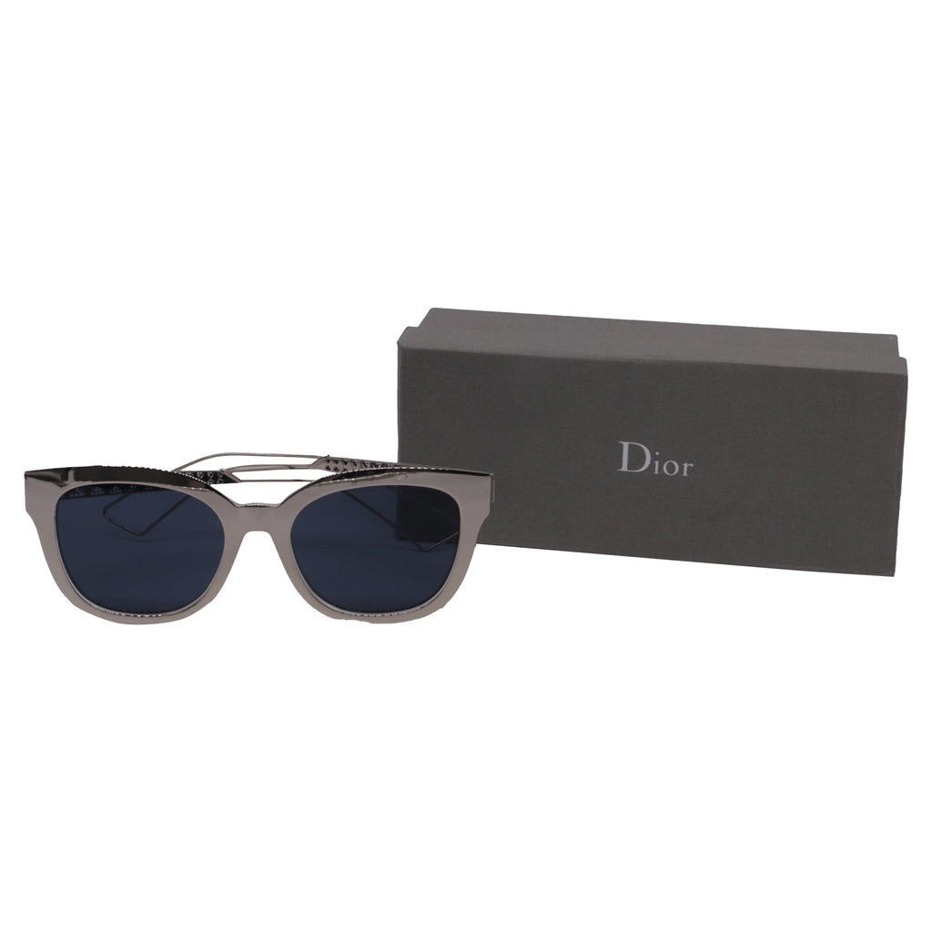 Dior Diorama 1 Mirrored Wayfarer Sunglasses in Silver Acetate