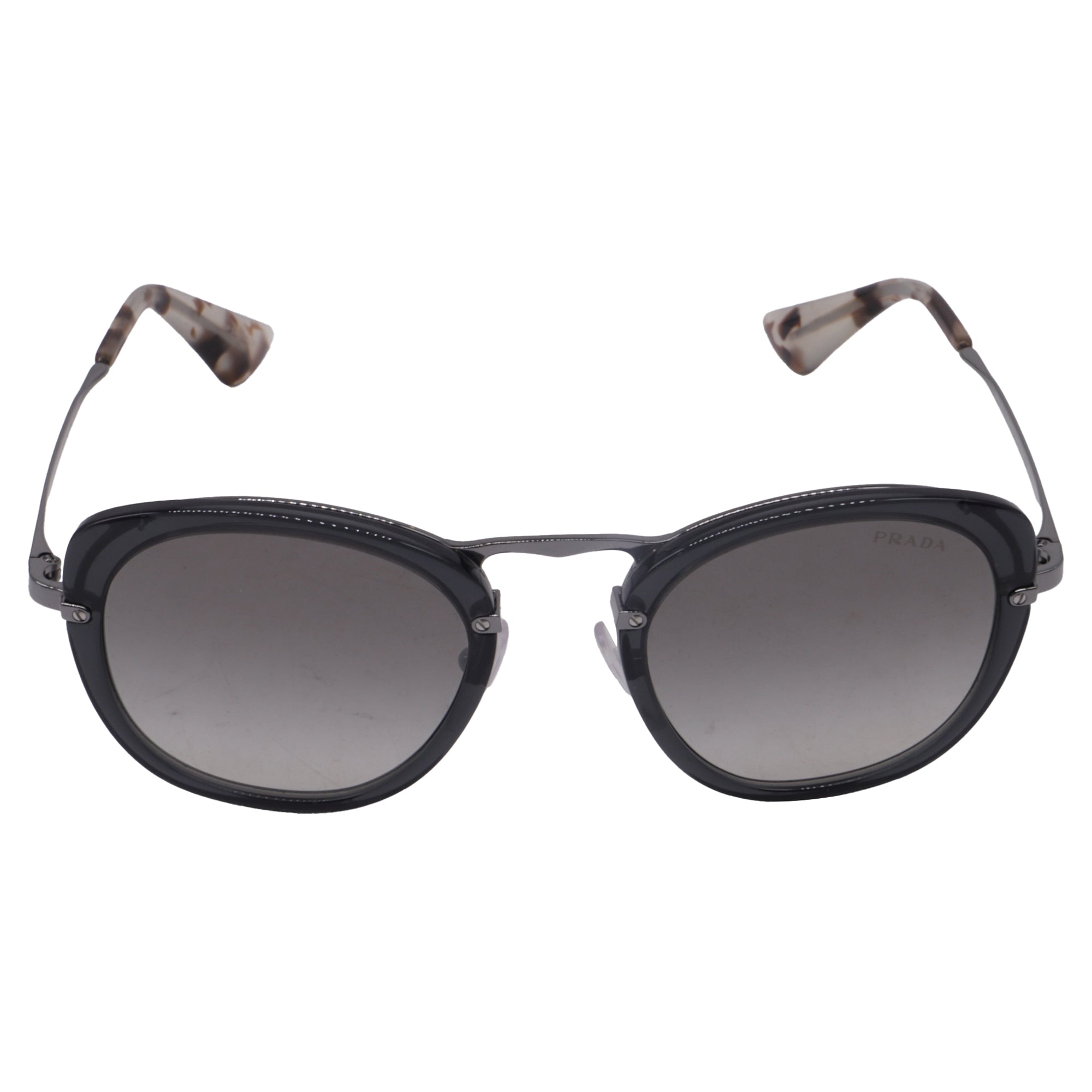 Prada Catwalk SPR58U Oval Sunglasses in Grey Metal